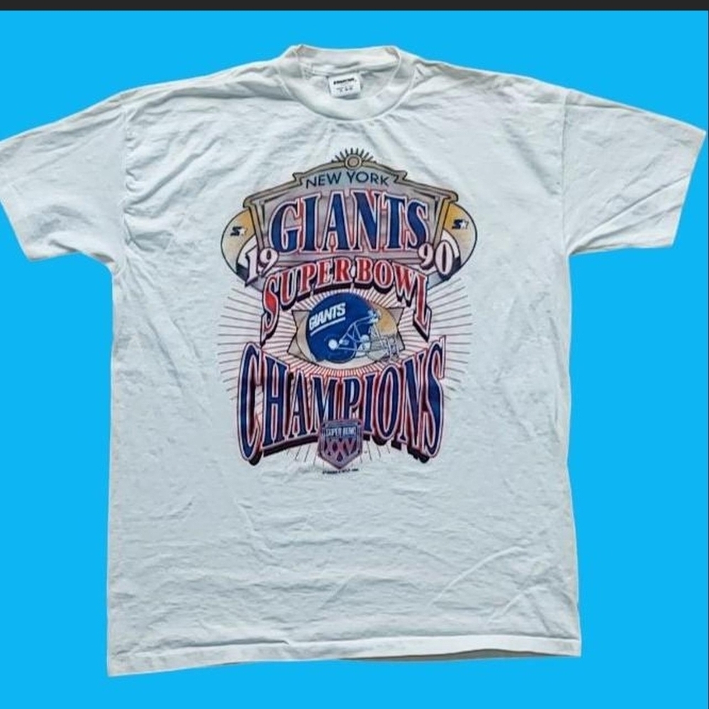 VTG 90s NFL New York Giants Super Bowl Starter T-Shirt Grey Single Stitch Large